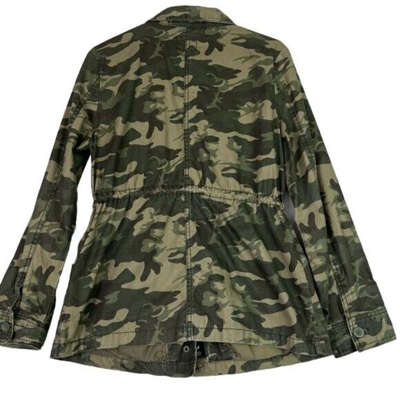Old Navy Jacket Camo Women Medium Green Military Cargo Utility Drawstring Pocket - Picture 4 of 10